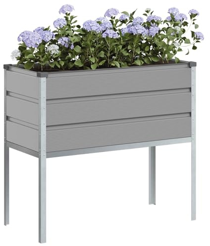 vidaXL Pflanzkübel Hellgrau 100 x 45 x 90 cm Verzinkter Stahl, Städtische Gartenideen, robuste Außenelemente, modernes Terrassendesign, Stabiler Pflanzenhalter fürs Zuhause