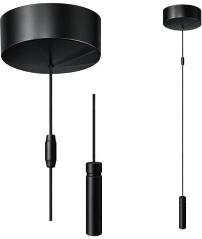 Rubigo Matt Black Bathroom Light Pull Cord Switch with Modern Black Aluminium Handle | 2 Way 6AX Ceiling Pull Cord Light Switch (Black)