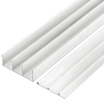 Générique Rail de Porte coulissante à 3 Voies, Kit de Porte de Garde-Robe coulissante, Rail Robuste for Portes moustiquaires(Milk-B,130cm)