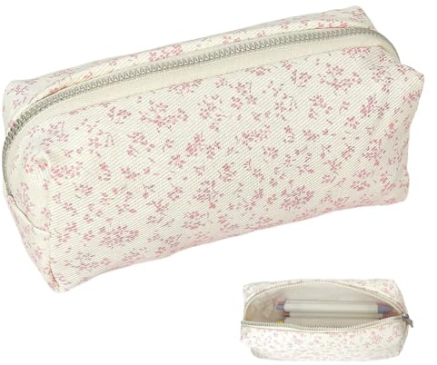 LAKPYN 1 Stück Federmäppchen für Schule Büro, Federtasche mit Reißverschluss, Mäppchen mädchen mit Aesthetic Blumen, Pencil Case für Mädchen Kosmetiktasche und Geldtasche(Blumen)