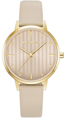Julie Julsen JJW2493YGL-51 Uhr Damenuhr Lederarmband Metall 3 bar Analog beige