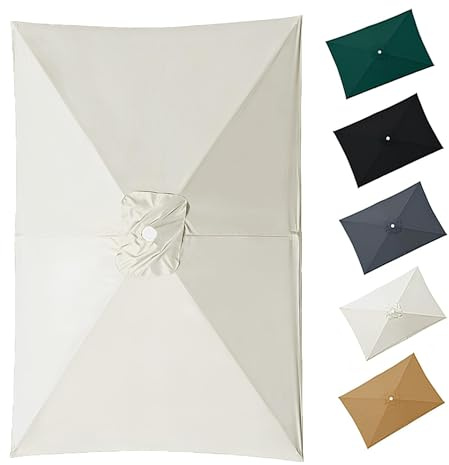 2m×3.0m Rectangulaire Auvent Housse De Rechange, Toile De Rechange Pour Parasol Pour 4/6/8 Baleines, Tissu De Rechange For Parasol De Jardin(White,2.0x3.0m)
