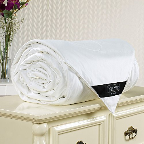 LilySilk Seidendecke für alle Jahreszeiten, mit Baumwolle überzogen, 100% natürliche Maulbeere, seidig gefüllt, Doppelgröße, Weiß