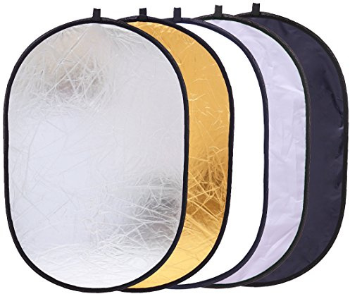 Light Reflector Photography 5 in 1, 24x36inch Oval Photography Reflector
