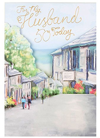 Hallmark Husband 50th Birthday Card 'Fold Out Scene' - Large