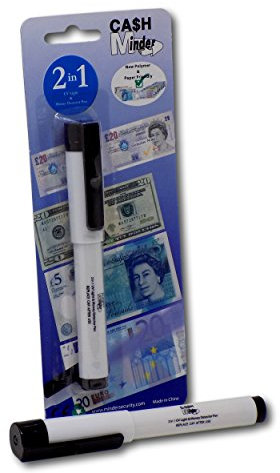 Minder 2 in 1 Forged Bank Note Cash Detector Pen with Integrated UV Light - Ideal for detecting counterfeit paper and polymer currency (1)