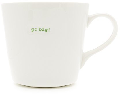 Keith Brymer Jones - Word Range - Large Ceramic White Mug - go Big! (Green) - 500ml - Gift Boxed