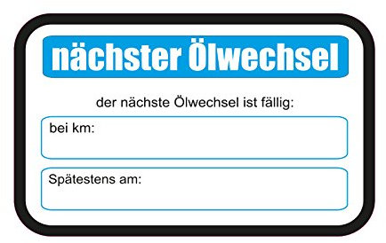 1 x Aufkleber 25 Stück Nächster Ölwechsel km Werkstatt Inspektion Sticker PKW