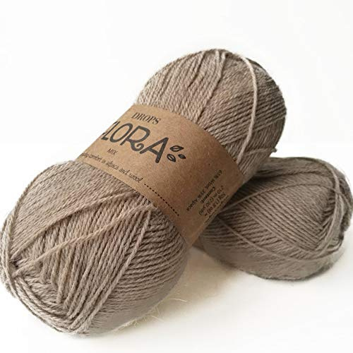 DROPS Flora 07 MIX Beige 4 ply Alpaca and Wool Knitting and Crochet Yarn