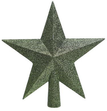 KAE Christbaumspitze Stern Kunststoff Glitzer 19cm Weihnachtsspitze Tannenbaumspitze piniengrün