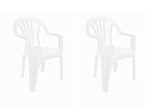 GARBAR Pals Set 2 Silla con Brazos Exterior | jardín, terraza, balcón, Picnic, Camping, Catering, Eventos, reuniones | diseño, Ligero, apilable | Blanco