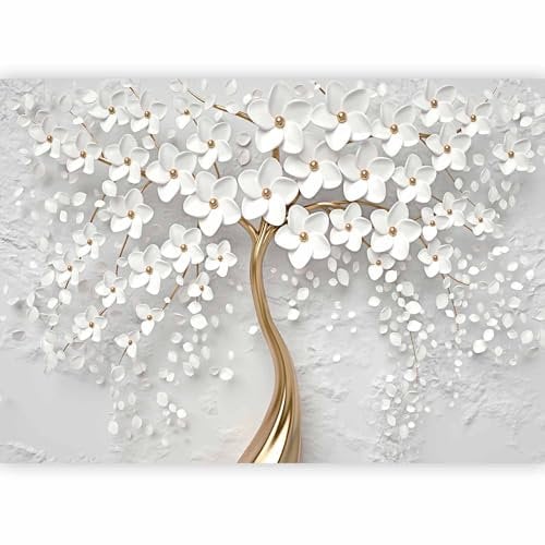 murando - Photo Wallpaper Flowers Magnolia 350x256 cm - Non-woven Premium Art Print Fleece Wall Mural Decoration Poster Picture Design Modern - Orient Abstraction Botanical Nature White b-B-0475-a-a