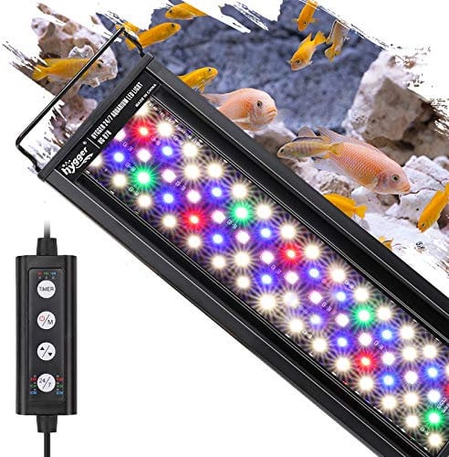 hygger Aquarienbeleuchtung, Aquarium LED Beleuchtung, 24/7 Modus für Sonnenaufgang-Tageslicht-Mondlicht, einstellbare Zeitschaltung einstellbare Helligkeit, mit ausziehbarer Halterung, 7 Farben(36W)