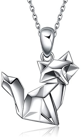 URONE Fuchs Halskette Sterling Silber Origami Fuchs Anhänger Tier Schmuck Geschenke für Frauen
