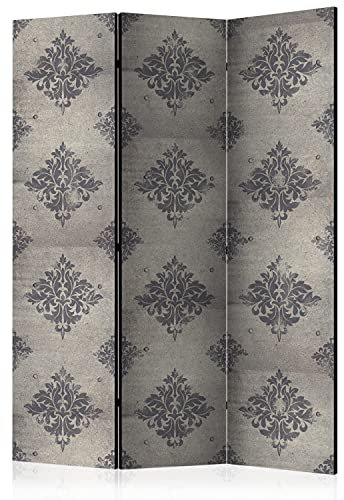 murando - Paravent Raumteiler Innen Betonoptik 135x172 cm 3-teilig Einseitig Raumtrenner Trennwand Holz Room Divider Mobiler Sichtschutz Spanische Wand Beton grau geometrisch Ornament f-A-0223-z-b