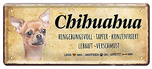 Blechschild Deko Metall-Schild Fun Vintage Spruch 28cm x 12cm Chihuahua
