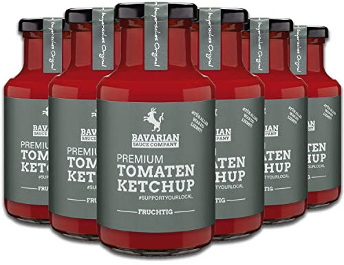 Bavarian Sauce Company Premium-Ketchup 6x250 ml | Deutsche Herstellung | Fruchtig-tomatiger Tomaten-Ketchup ideal zu Pommes, Burger & zum Grillen | Ohne künstliche Aromen & Farbstoffe
