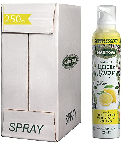 SPRAYLEGGERO Natives Olivenöl Extra Aromatisiert mit Zitrone 6X250 ml - durch die Praktische Sprühflasche Können Sie bis zu 90 % des Öls Einsparen