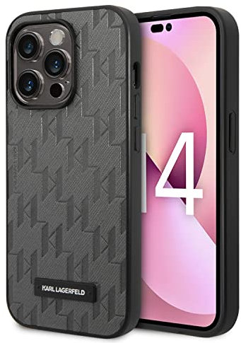 Karl Lagerfeld KLHCP14XSAKLHPG Hülle für iPhone 14 Pro Max 6,7 hardcase grau/Grey Saffiano Mono Metal Logo