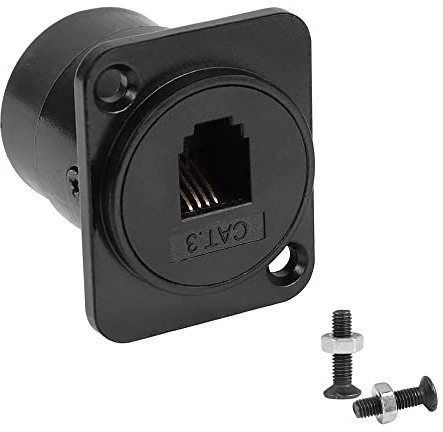 QIANRENON RJ11/RJ9 4P4C Panel Mount Feed-Through Connector CAT3 RJ9 Female-to-Female Telephone Line Through Jack, XLR Panel/D-Type Panel Mount, for IP Telephone Headsets