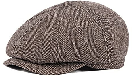 Sleeping forest Schiebermütze mit Ohrenklappen Flatcap Herren Dicker Winter Cap 8 Panel Newsboy Cap Klappen Schirmmütze Peaky Herbst/Winter Gatsby Cap Retro Fischgräten Schlägermütze Kaffee (XL)