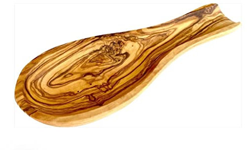 Cleminson - Repose-cuillère en bois d'olivier sculptée manuellement – 23 x 9 cm