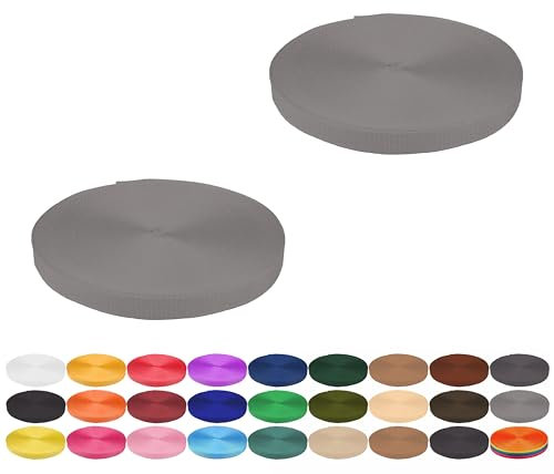 Gurtband 10 Meter aus Polypropylen PP- Gurtband Taschengurtband Breiten 40 mm Taubengrau