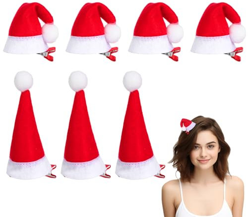 Beavorty Weihnachts-Haarschmuck, 12 Stück Weihnachtsmütze-Haarspange, festlicher Haarschmuck, Mini-Weihnachtsmütze-Clip für Weihnachten, Urlaub, Party, Partygeschenke