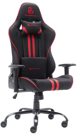 NEWSKILL KitsuneV2 - Silla Gaming ergonómica, Respaldo reclinable 180 Grados, reposabrazos 2D Ajustables, Cojines Lumbar y Cervical, Ruedas XL silenciosas, Tela Transpirable, Color Rojo