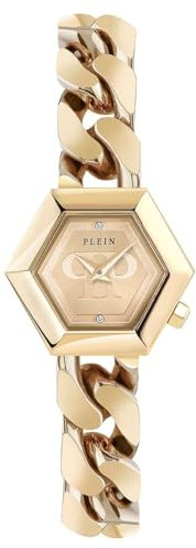 Philipp Plein The Hexagon GROUMETTE Damen-Armbanduhr Analog Quarz, Gelbgold, misura unica, Modern