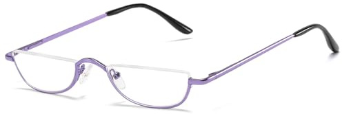 ABETOS Halbrand Lesebrille Herren Damen Metall Halbmond Halbrahmen Sehhilfe Flexibel Federscharnier Lesebrillen Computer Lesebrille Leicht Komfortable Lesehilfe Brille mit Stärke
