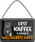 schilderkreis24 - Blechschild Morgenroutine - Erst Kaffee, dann Weltherrschaft - 18x12 cm