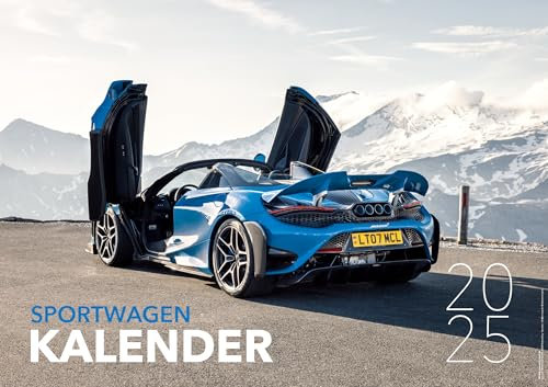 Sportwagen Kalender 2025 (DIN A2 60x42cm) Premium Wandkalender, Autokalender mit Supercars und Hypercars - Kalendermotive: McLaren 765LT Spider, Porsche GT3 RS, Ferrari 488 Pista, Lamborghini Huracan