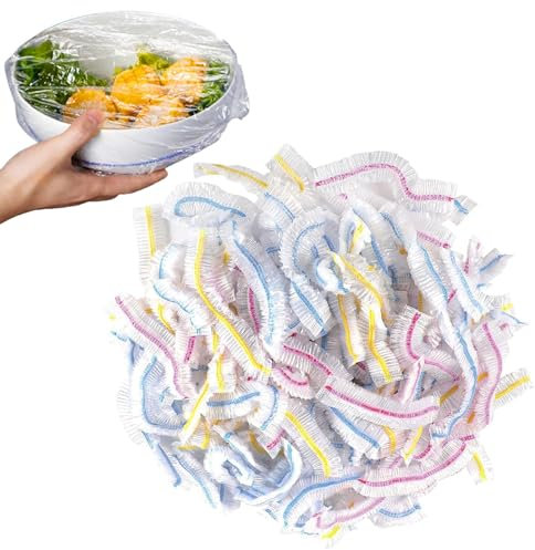 100 Pcs Fresh Keeping Bags,Elasticated Food Covers Cling Film Bag,Reusable Sealing Elasticated Food Covers,Universal Food Cling Film Bags for Kitchen Fruits Vegetables Preservation Food Storage Shower