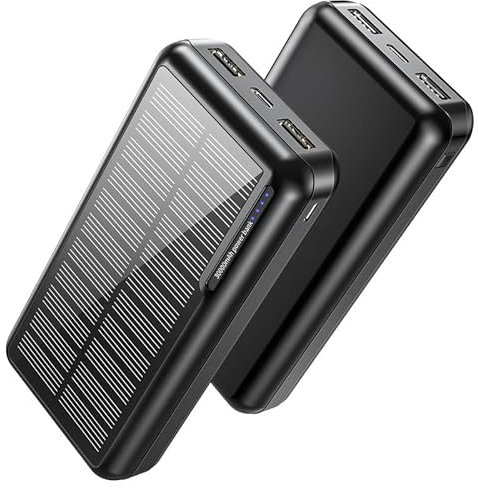 Power Bank Solare 48000mAh, Portatile Solare 15W PD 3A USB C Batteria Esterna con 3 Cavi, Spie luminose a LED, Torcia, Caricatore Portatile con Smartphones