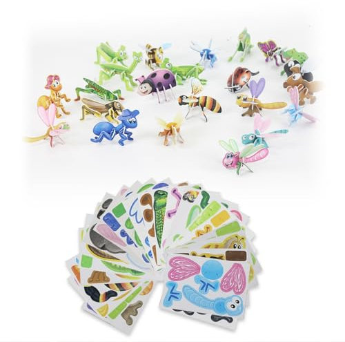 Goiern 25 Stück 3D Puzzle Kinder, Jigsaw Puzzles, Cartoon Puzzle, Frühpädagogische Montessori Spielzeug for Kleinkinder,Geschenk Für Jungen Und Mädchen(Insekt)