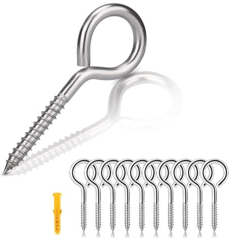 Rhimooay Ösenschraube Edelstahl 10 Stück, Ringschraube Robuste Rostfrei, Schraubösen, Ringschraube, Haken Zum Schraubhaken, Ösenhaken für Hängesessel, Schaukelstühle, Blumenampel(M6-80mm)