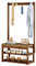 Garderobe mit Schuhbank, Bambus-Flurbaum mit 2 Etagen Schuhregal und 8/9 Haken, freistehender Schuh- und Kleiderständer für Eingang, Flur, Wohnzimmer (76 x 29 x 168 cm)