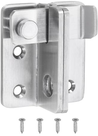 QUARKZMAN Verrou à Bascule pour Portail Coulissant en Acier Inoxydable avec Trou pour Cadenas pour Grange, Armoire, Cage pour Animaux, Clôture en Bois, Fenêtre de Garage, Couleur Argent