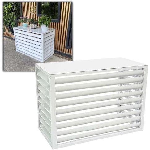 Cubre Aire Acondicionado Exterior 100x50x70cm 110x60x80cm, Cubierta De Aire Acondicionado Impermeable, Pantalla De Privacidad Rack De Aire Acondicionado De Aluminio, Para Balcón Jardín(White,100x50x70
