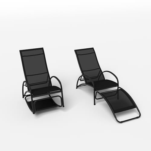 GIANTEX Terrassen-Schaukelstuhl, 2 in 1 Lounge-Sessel für den Außenbereich mit 20° Schaukelwinkel, 4 verstellbare Liegepositionen, Armlehne, Schaukelstuhl für Terrasse, Garten & Pool, 150 KG belastbar