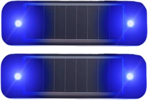 EONANT 2Pack Solar Warnlichter, Wasserdichtes Mini LED Blinkendes Solar Sicherheitslicht Streifen Notfall Sicherheit Warnung Mini Auto Fahrrad Motorrad Blinklichter (Blau)