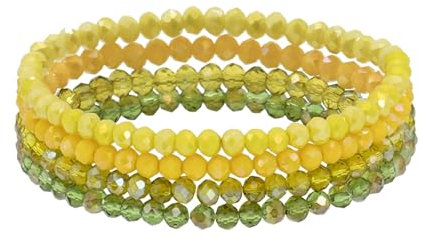 Damen Kristall Perlen Armband,Mehrschichtiges Steine Armband,Damen Kristall Perlen Armband,Paar/Freundschafts/Partner Armbänder (Gelb 1)