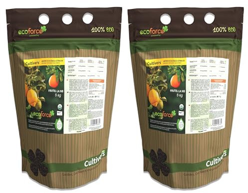 CULTIVERS Abono Cítricos Ecológico de 2x5kg. Fertilizante Origen 100% Orgánico y Natural Microgránulado. Mayor Rendimiento y Aumento del Calibre del Fruto