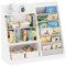 KEEPREAPER Kinderregal mit 7 Ablage und 4 offenen Fächern, Bücherregal für Kinder, Spielzeug-Organizer, 110x40x100cm (Weiß-Großformat)