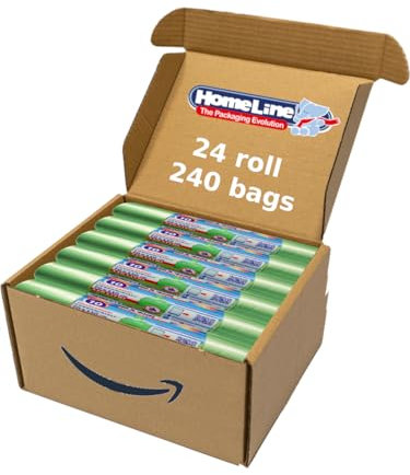 HOME LINE - 240 sacs poubelle 110 litres - 70 x 110 cm - Sacs avec attaches, anti-goutte et ultra résistants | Sacs poubelle pour collecte différenciée - Couleur verte