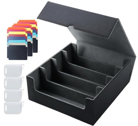 Aischens Estuche Organizador 4 Niveles para 3200/1400 Cartas con Fundas Dobles, Caja de Almacenamiento para MTG/YGO/TCG/CCG/Magic Cierre Magnético Material PU Resistente, Negro