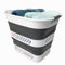SAMMART Panier à linge pliable en plastique, 40 L, boîte de rangement pliable et pop-up - Panier à linge portable - Gain de place (1, blanc/gris acier)