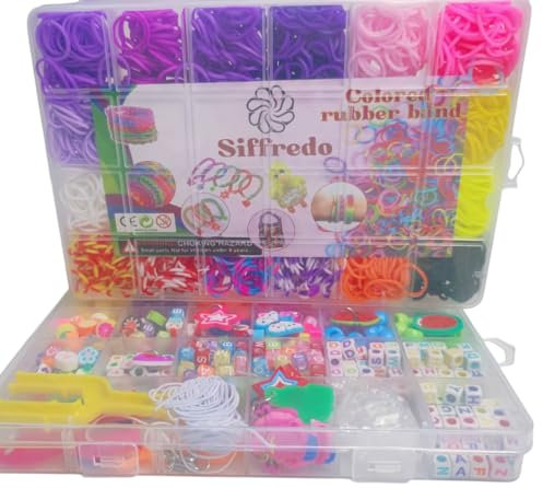 Siffredo Loom Band Kit, 40 Colours Rubber Bands with Clips Beads Charms, DIY Bracelet Making Kit, Craft Refill Loom Twist Bands Set with Accessories in Case for Party and Xmas Birthday Present