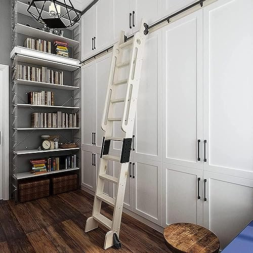 Retractable Sliding Barn Door Kit for Home Indoor Loft Bookshelf Stand up Rolling Library Ladder Hardware Kit 3.3Ft-20Ft Black Steel Round Tube Mobile Ladder Track (No Ladder)/Blac